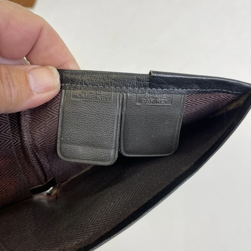 Vintage Mens Wallet Amity Consul Cowhide‎ Black Bifold Broken-In Used condition